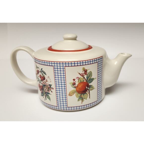 Hawthorne Manor Hallmark Design Collections Ceramic Teapot Fruit/Floral Pattern - Picture 4 of 11